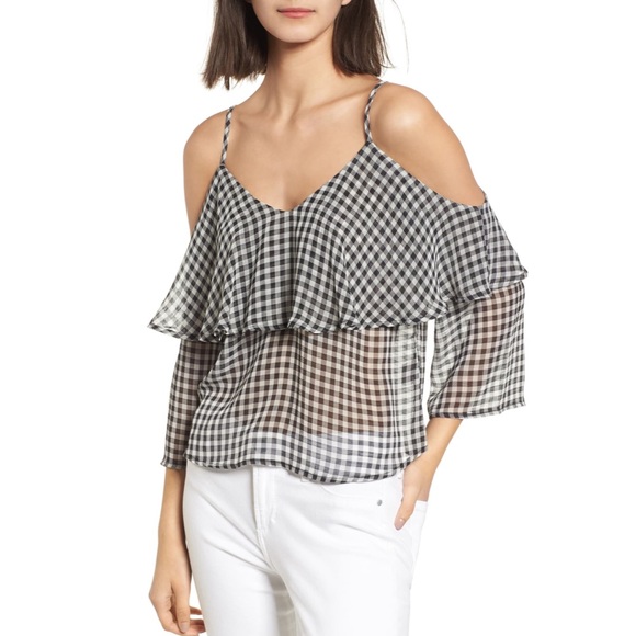 Ten Sixty Sherman Tops - Ten Sixty Sherman | Gingham Cold Shoulder Top Sz S